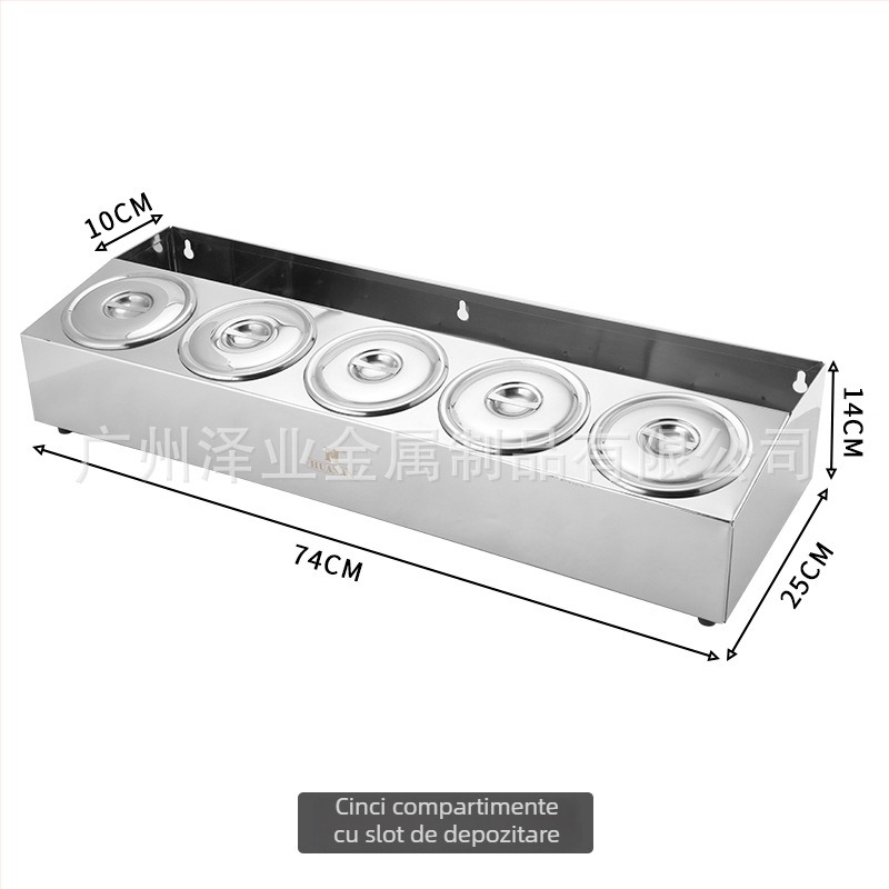 Cutie de sosuri din oțel inoxidabil, cu mai multe compartimente – pentru sosuri lichide, design minimalist modern pentru restaurante