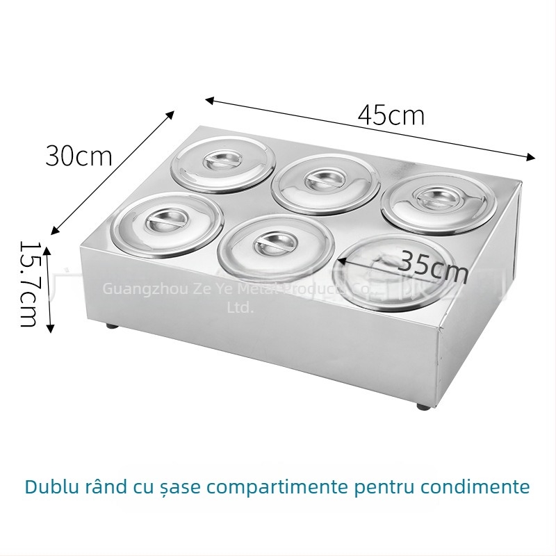 Cutie de sosuri din oțel inoxidabil, cu mai multe compartimente – pentru sosuri lichide, design minimalist modern pentru restaurante