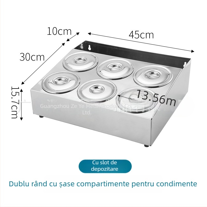 Cutie de sosuri din oțel inoxidabil, cu mai multe compartimente – pentru sosuri lichide, design minimalist modern pentru restaurante