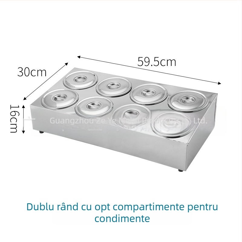 Cutie de sosuri din oțel inoxidabil, cu mai multe compartimente – pentru sosuri lichide, design minimalist modern pentru restaurante