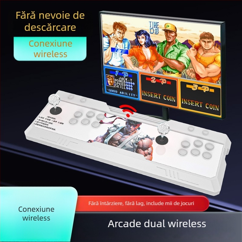 Consolă de jocuri arcade fără fir pentru casă cu conectare la TV, joystick cu doi jucători pentru lupte, carcasă ABS, King of Fighters