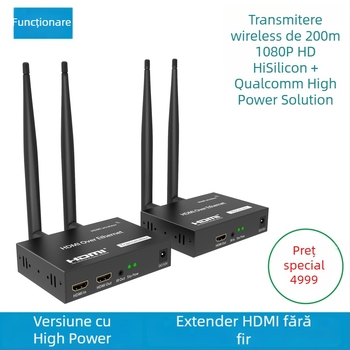 Transmițător HDMI wireless cu extensie de semnal – rază de 200 m, 4K 30 Hz, HY-CAT5E6-302