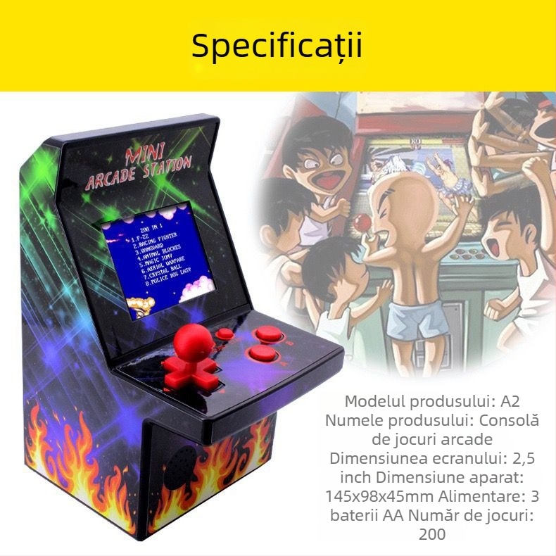 Consolă portabilă de jocuri retro cu 200 de jocuri încorporate 8-bit, 8GB memorie, ieșire 720p