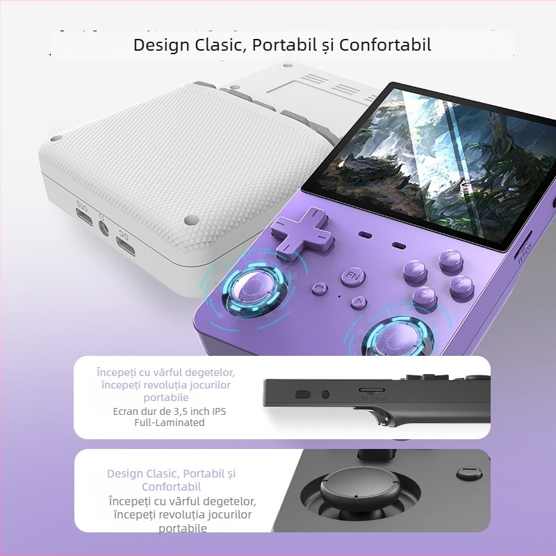 Consolă de jocuri portabilă cu joystick, ecran de 3,5 inch, 64GB ROM, 1GB RAM, sistem de operare open-source, RPG