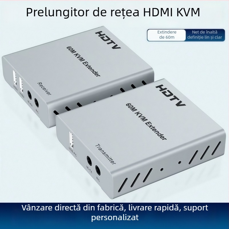 Extender HDMI KVM 60 m, Sincronizare tastatură și mouse, Rezoluție 1080P, model JW-H060