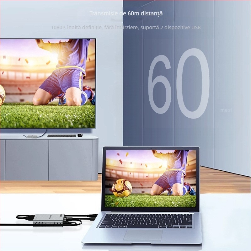 Extender HDMI KVM 60 m, Sincronizare tastatură și mouse, Rezoluție 1080P, model JW-H060