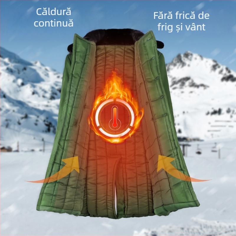 Jachetă din bumbac pentru copii în stil militar, căptușită cu fleece, termică, culoare solidă, iarnă, unisex