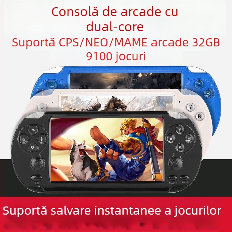 Consolă portabilă de jocuri cu doi joystickuri, ecran de 5,1 inch, 8GB memorie, interfață USB