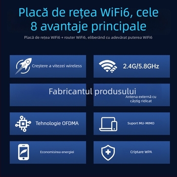 Cardă WiFi 6 PCIe PCE-AX900 cu Bluetooth 5.4, Dual-Band 2,4/5 GHz, 900 Mbps