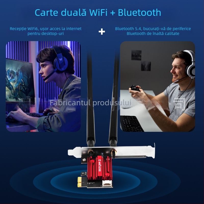 Cardă WiFi 6 PCIe PCE-AX900 cu Bluetooth 5.4, Dual-Band 2,4/5 GHz, 900 Mbps