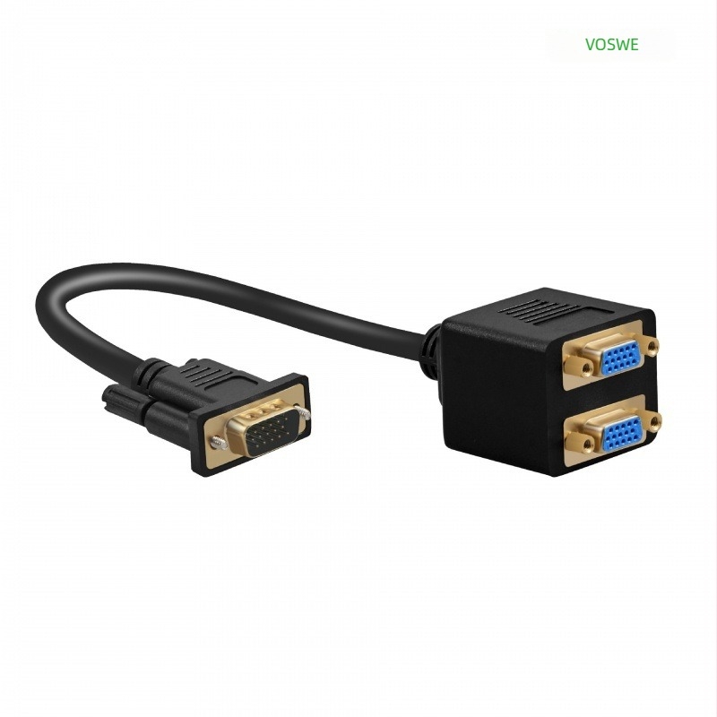 Split VGA 1 la 2, comutator/distribuitor video, rezoluție 1920x1080, cablu VGA, 2019