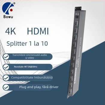 Distribuitor HDMI 1x10, Rezoluție 4K, Activare de la distanță, Gestionare a alimentării, Compatibil OEM