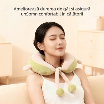 Pernă U în seria Fruit, stil desen animat — umplutură din fibră de poliester, material Crystal Fleece, potrivită pentru adulți