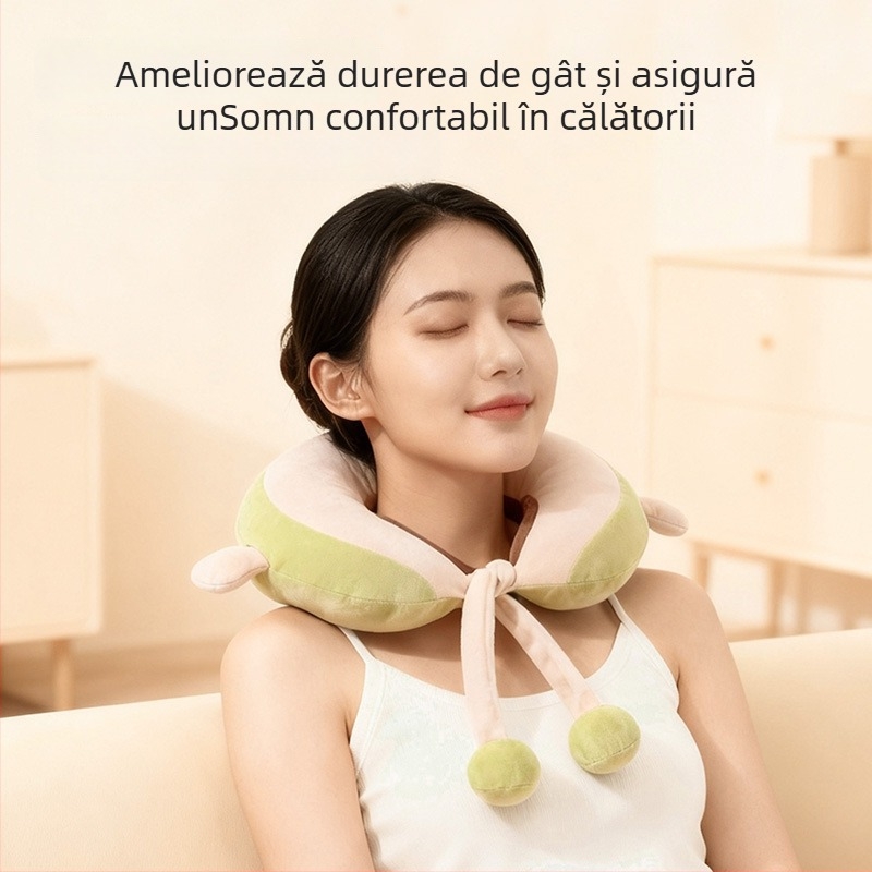 Pernă U în seria Fruit, stil desen animat — umplutură din fibră de poliester, material Crystal Fleece, potrivită pentru adulți