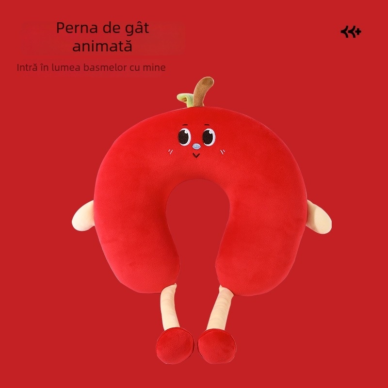 Pernă U în seria Fruit, stil desen animat — umplutură din fibră de poliester, material Crystal Fleece, potrivită pentru adulți