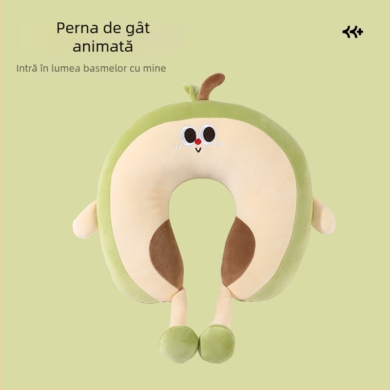 Pernă U în seria Fruit, stil desen animat — umplutură din fibră de poliester, material Crystal Fleece, potrivită pentru adulți