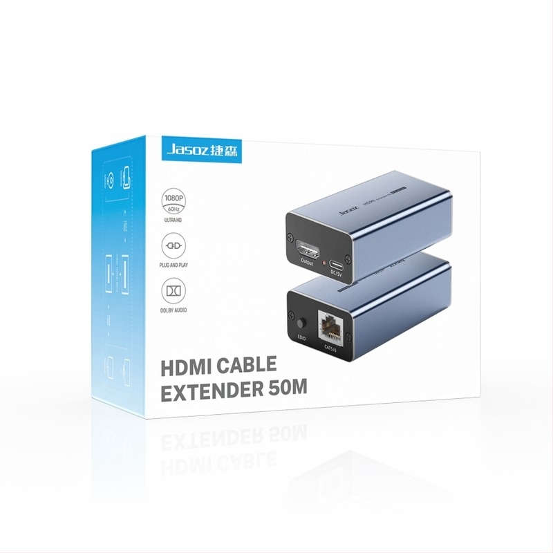 Comutator KVM cu extensor HDMI, 60 m RJ45 către HDMI, amplificator de semnal, 1080p/60Hz, suport pentru gestionarea energiei