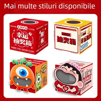 Cutie de loterie pentru petrecere anuală și teambuilding — stil animație, placă KT, ornamente, decorare spațiu
