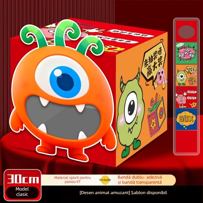 Cutie de loterie pentru petrecere anuală și teambuilding — stil animație, placă KT, ornamente, decorare spațiu