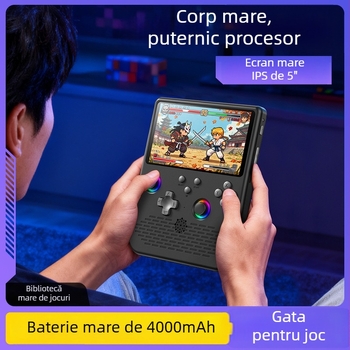 Consolă portabilă de jocuri open-source, cu joystickuri duale, ecran IPS HD, design arcade nostalgic, Linux 64-bit, stocare 64/128GB, conectivitate wireless