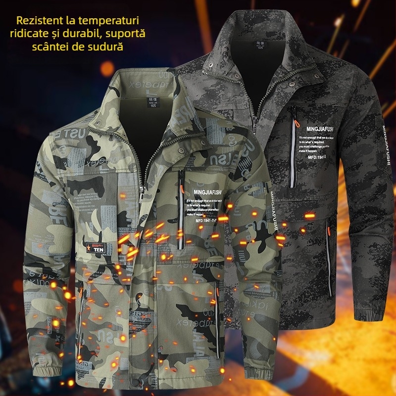 Set de lucru pentru sudură: țesătură îngroșată, protecție anti-arși și anti-uzură, pentru șantiere, primăvară