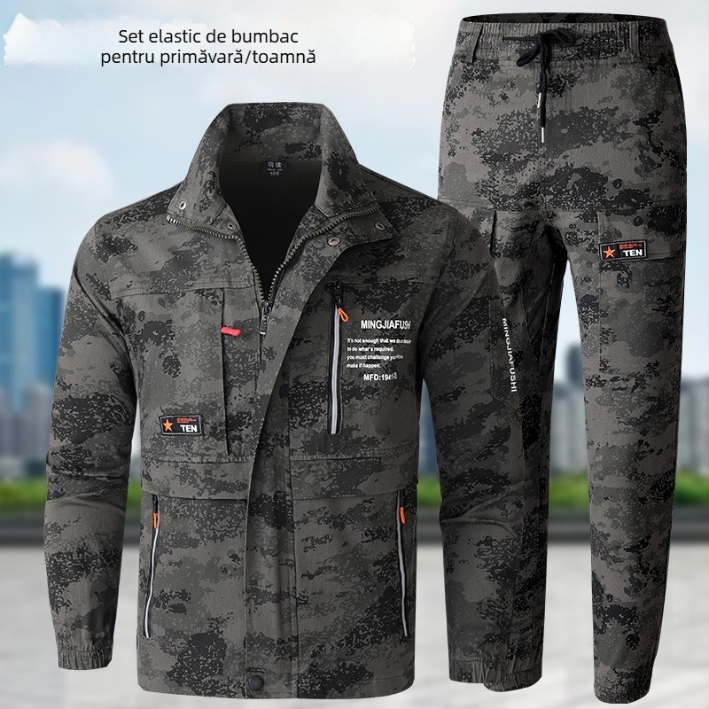 Set de lucru pentru sudură: țesătură îngroșată, protecție anti-arși și anti-uzură, pentru șantiere, primăvară