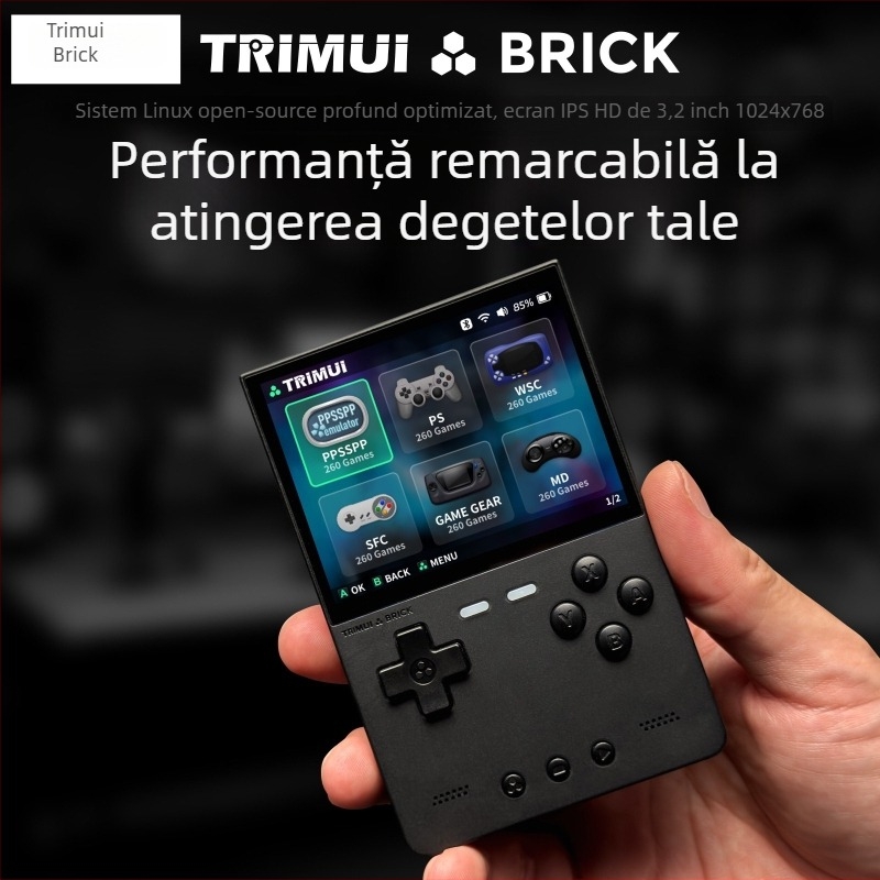 Consolă portabilă de jocuri cu design nostalgic arcade în stil PSP (memorie încorporată de 8 GB, sistem de operare Linux, interfață USB, mufă căști de 3,5 mm, suporte pentru jocuri RPG)