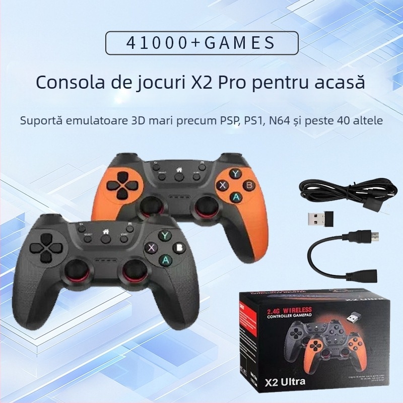 Consolă de jocuri retro cu controlere wireless 2.4G, ieșire HDMI și stocare de 64/128/256GB