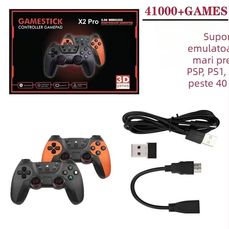 Consolă de jocuri retro cu controlere wireless 2.4G, ieșire HDMI și stocare de 64/128/256GB