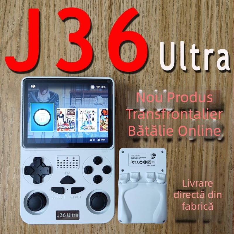 J36 Ultra Consolă portabilă de jocuri – Android, stil nostalgic, 64-bit, 1GB RAM, USB-C, mufă de căști 3,5 mm, wireless, pentru un singur jucător, 14+