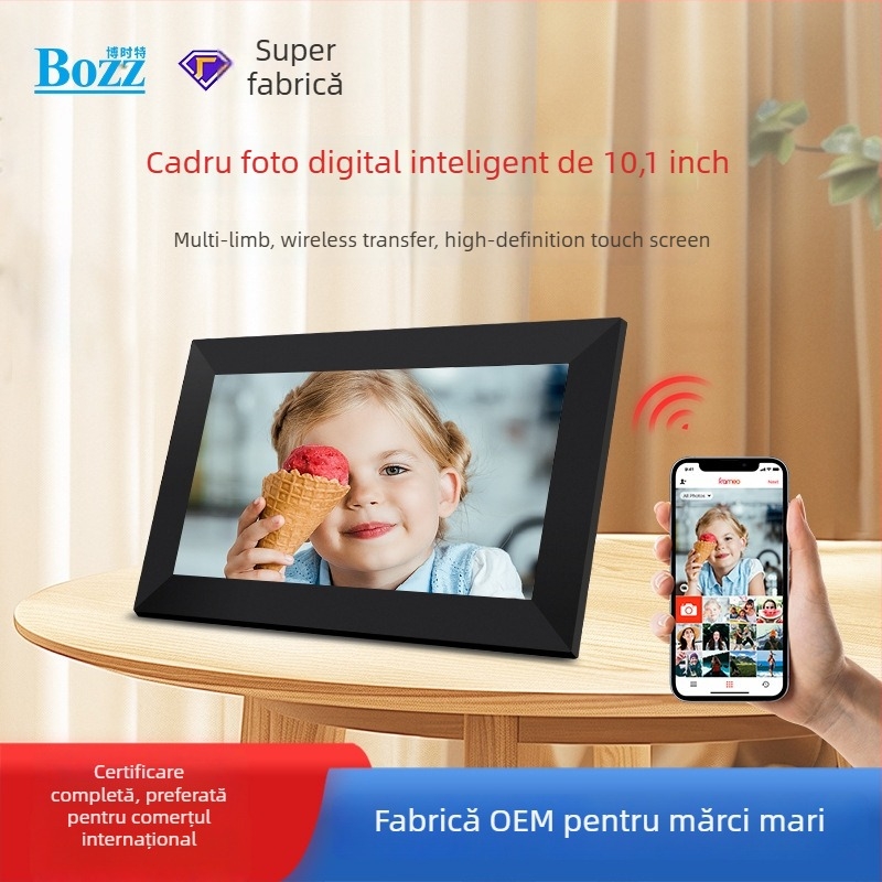 Ramă foto digitală bazată pe Android, de 10,1 inch, 1280x800, 16GB, suport SD/USB