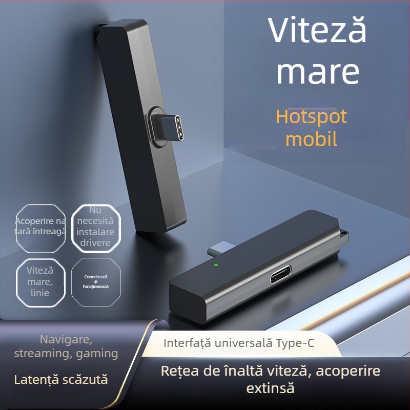 Dongle WiFi Portabil, 150 Mbps, 2.4 GHz, 802.11n, conectivitate Type-C, suport aplicație Android, pentru călătorii de afaceri