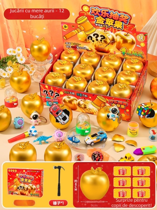 Cadou pentru copii de Crăciun: Mărul Păcii, Moș Crăciun de Ajun, Mini suveniruri, Cutie-surpriză cu ou de aur (Ambalaj: cutie cadou + cutie ecommerce; Material: plastic; Crăciun; Cutie-surpriză)