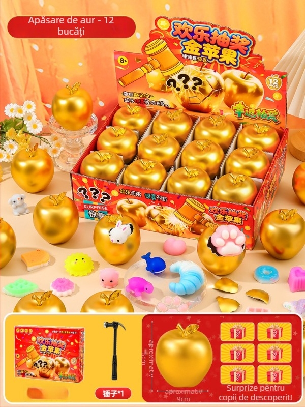 Cadou pentru copii de Crăciun: Mărul Păcii, Moș Crăciun de Ajun, Mini suveniruri, Cutie-surpriză cu ou de aur (Ambalaj: cutie cadou + cutie ecommerce; Material: plastic; Crăciun; Cutie-surpriză)
