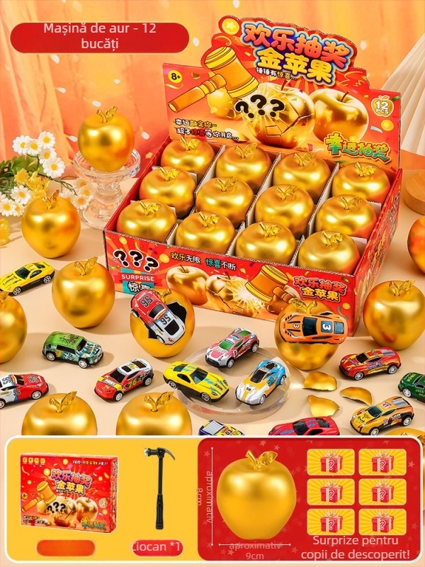 Cadou pentru copii de Crăciun: Mărul Păcii, Moș Crăciun de Ajun, Mini suveniruri, Cutie-surpriză cu ou de aur (Ambalaj: cutie cadou + cutie ecommerce; Material: plastic; Crăciun; Cutie-surpriză)
