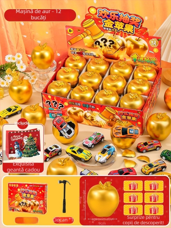 Cadou pentru copii de Crăciun: Mărul Păcii, Moș Crăciun de Ajun, Mini suveniruri, Cutie-surpriză cu ou de aur (Ambalaj: cutie cadou + cutie ecommerce; Material: plastic; Crăciun; Cutie-surpriză)