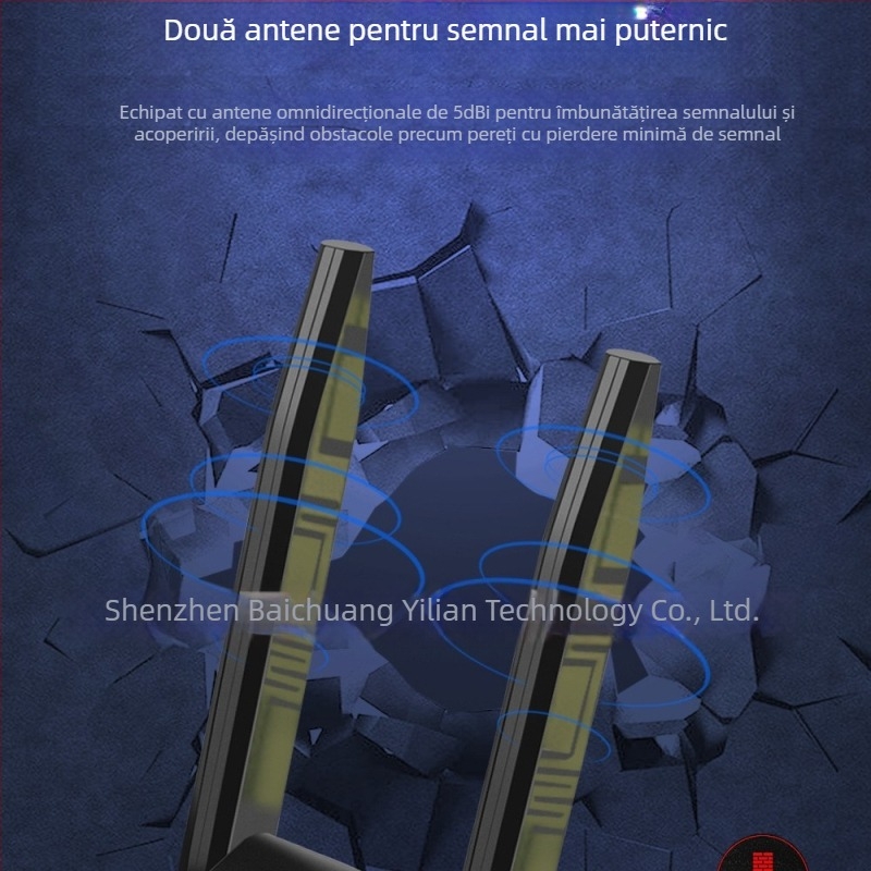 Cardă de rețea USB Wi‑Fi 6, fără driver, 1800 Mbps, Dual-Band 2.4/5 GHz, USB 3.0 pentru PC desktop