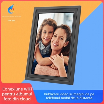 Ramă foto digitală cu WiFi și încărcare de pe telefon a fotografiilor și videoclipurilor, ecran 1280x800, 16GB stocare, suport SD/TF, ecran tactil, redare muzică și video