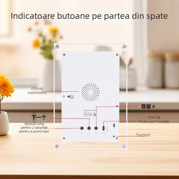 Ramă foto digitală Wi-Fi, corp din acril transparent, rezoluție 1024×600, 8GB stocare, redare video