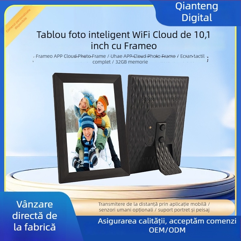 Ramă foto digitală cu album în cloud, ecran tactil și Wi-Fi; redare video, 1280x800, 32GB, Suport Mini SD