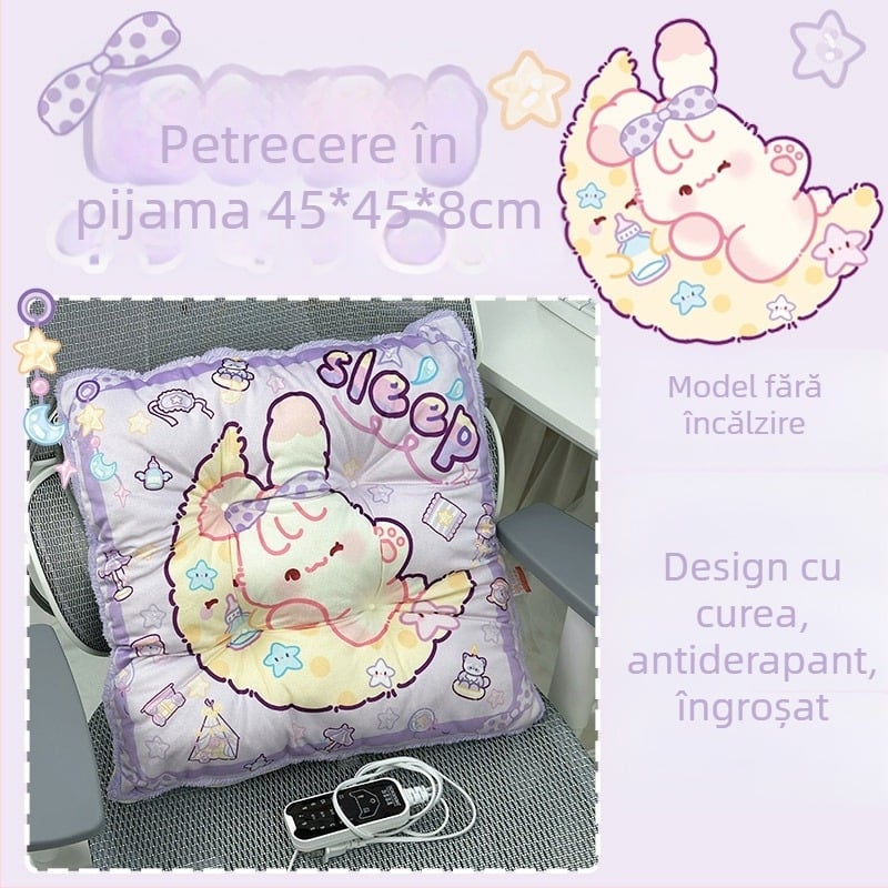 Pernă de șezut încălzită electric, cu spate integrat, pentru birou, alimentare USB, suprafață din piele naturală, unisex