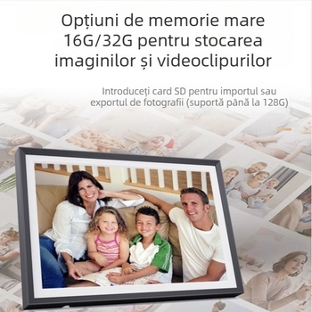 Ramă foto digitală Frameo cu Wi‑Fi, ecran tactil IPS, 1280x800, 16GB/32GB stocare, suport microSD