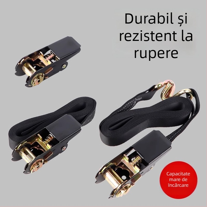Bandă de legare din nylon cu tensionare prin clichet (ratchet), fără cârlig / cârlig dublu, brand Buntu