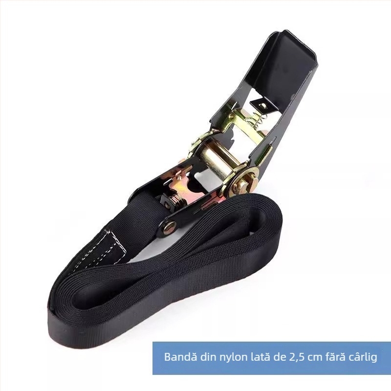 Bandă de legare din nylon cu tensionare prin clichet (ratchet), fără cârlig / cârlig dublu, brand Buntu