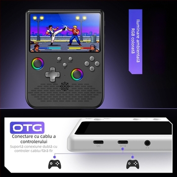 Consolă portabilă de jocuri cu joystick - Sistem de operare Linux, interfață Type-C, conectivitate wireless, MP4 player, stil nostalgic