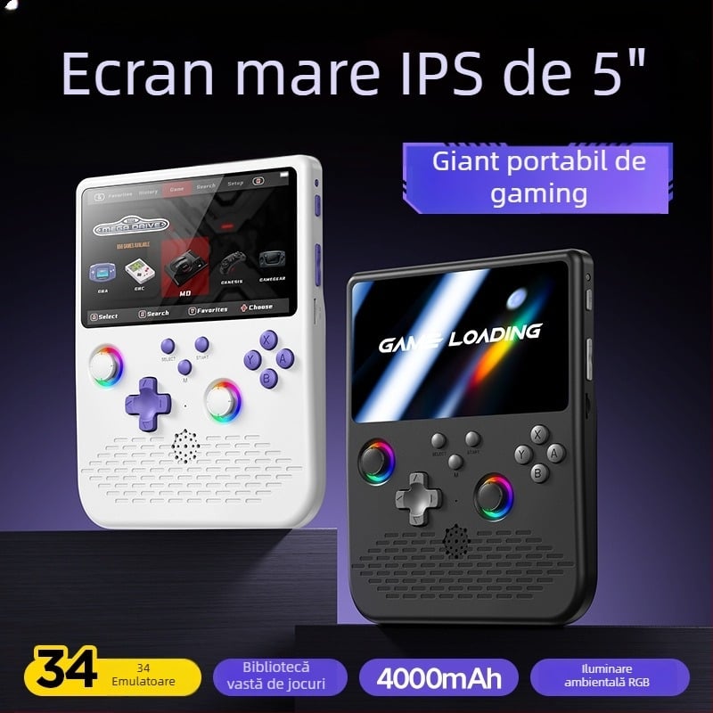 Consolă portabilă de jocuri cu joystick - Sistem de operare Linux, interfață Type-C, conectivitate wireless, MP4 player, stil nostalgic