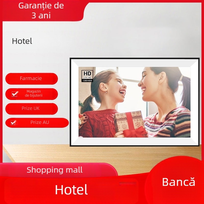Ramă foto digitală cu album în cloud, WiFi, ecran IPS 1280x800, stocare 16GB, redare muzică și video