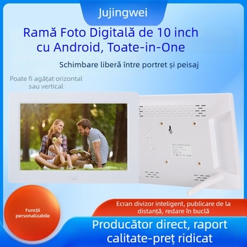 Ramă foto digitală HD de 10 inch, cu Wi‑Fi și touchscreen, dispozitiv POE pentru publicitate; rezoluție 1280x800, stocare 8 GB, suport MS/SD/USB/TF, BMP/JPEG/PNG/GIF