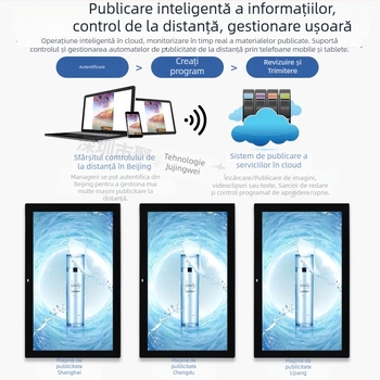 Ramă foto digitală HD de 10 inch, cu Wi‑Fi și touchscreen, dispozitiv POE pentru publicitate; rezoluție 1280x800, stocare 8 GB, suport MS/SD/USB/TF, BMP/JPEG/PNG/GIF