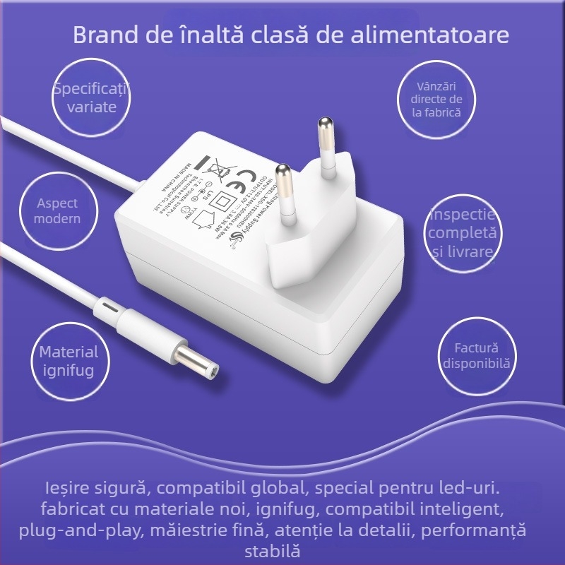 Adaptoare de alimentare cu priză UE, certificat CE, sursă de alimentare switch pentru LED și monitorizare, 12V3A și 24V1.5A, intrare 100–240V